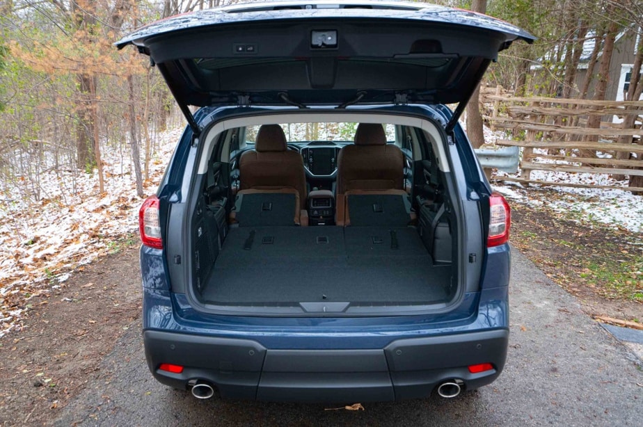 The trunk of the Subaru Ascent, once the rear seat has been lowered